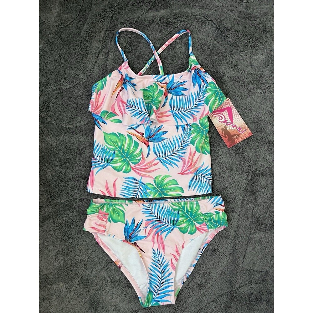 NEW Kanu Surf Girls Kylie Pink Tropical Floral 2-Piece Tankini Swimsuit Size 8